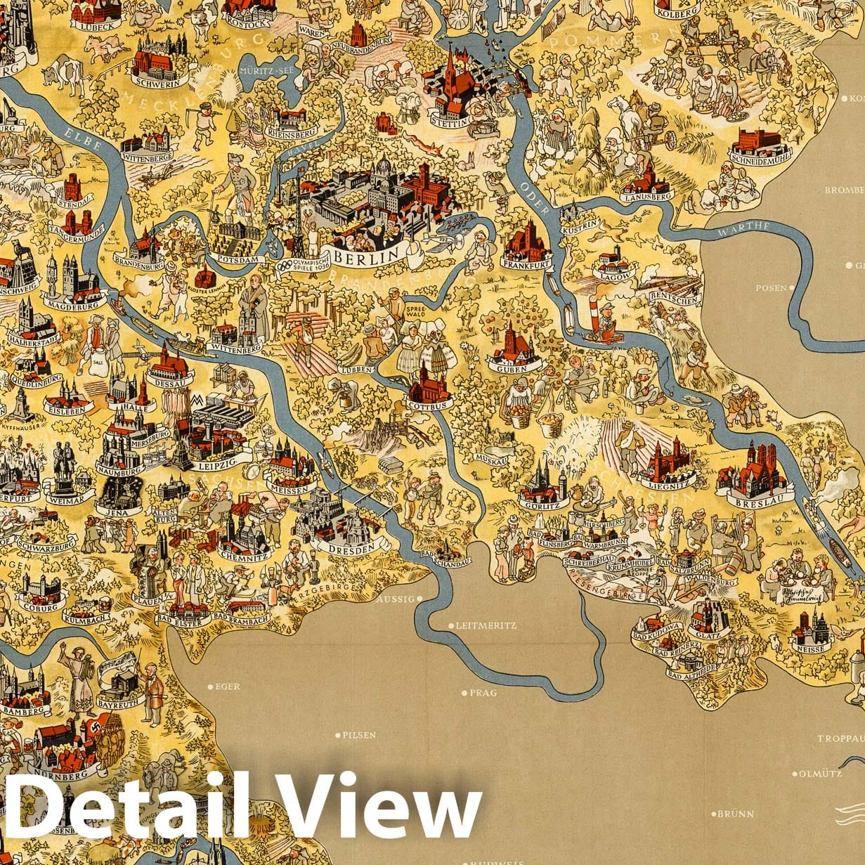 Germany - Pictorial Map, 1935 - Historical Map Reproduction