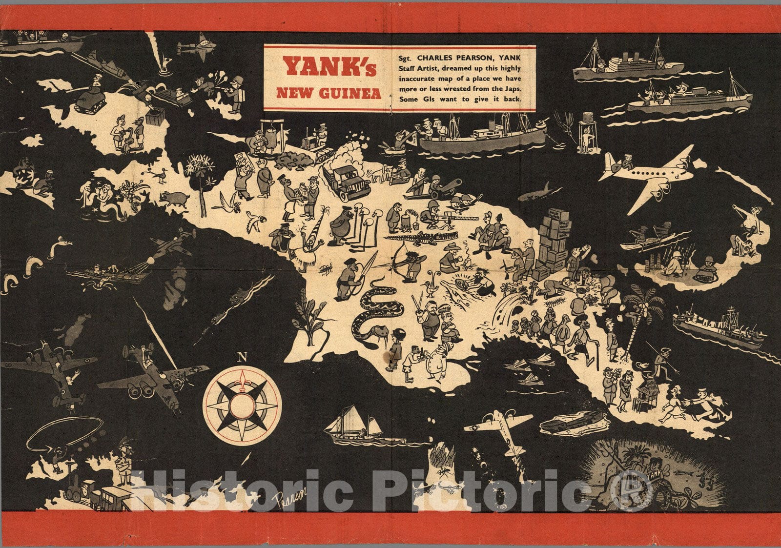 Historic Wall Map : Yank's New Guinea. 1944 - Vintage Wall Art