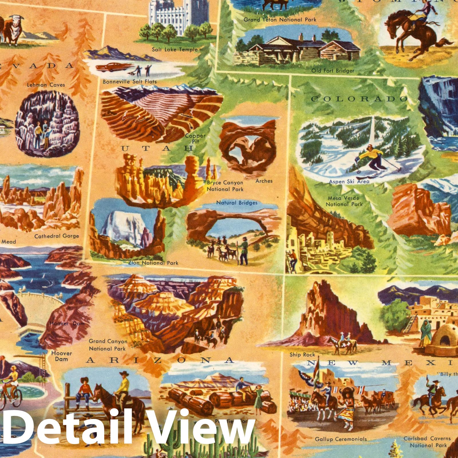 Western United States - Pictorial Map, 1960 - Historical Map Print