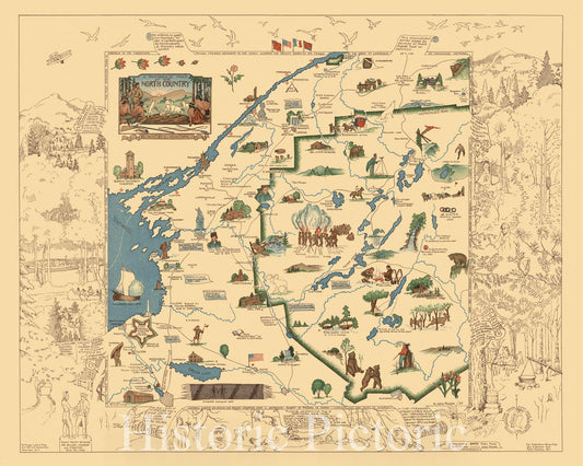 St. Lawrence River Region, New York - Pictorial Map, 1935