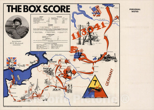 Historic Map : The Box Score. 1945 - Vintage Wall Art