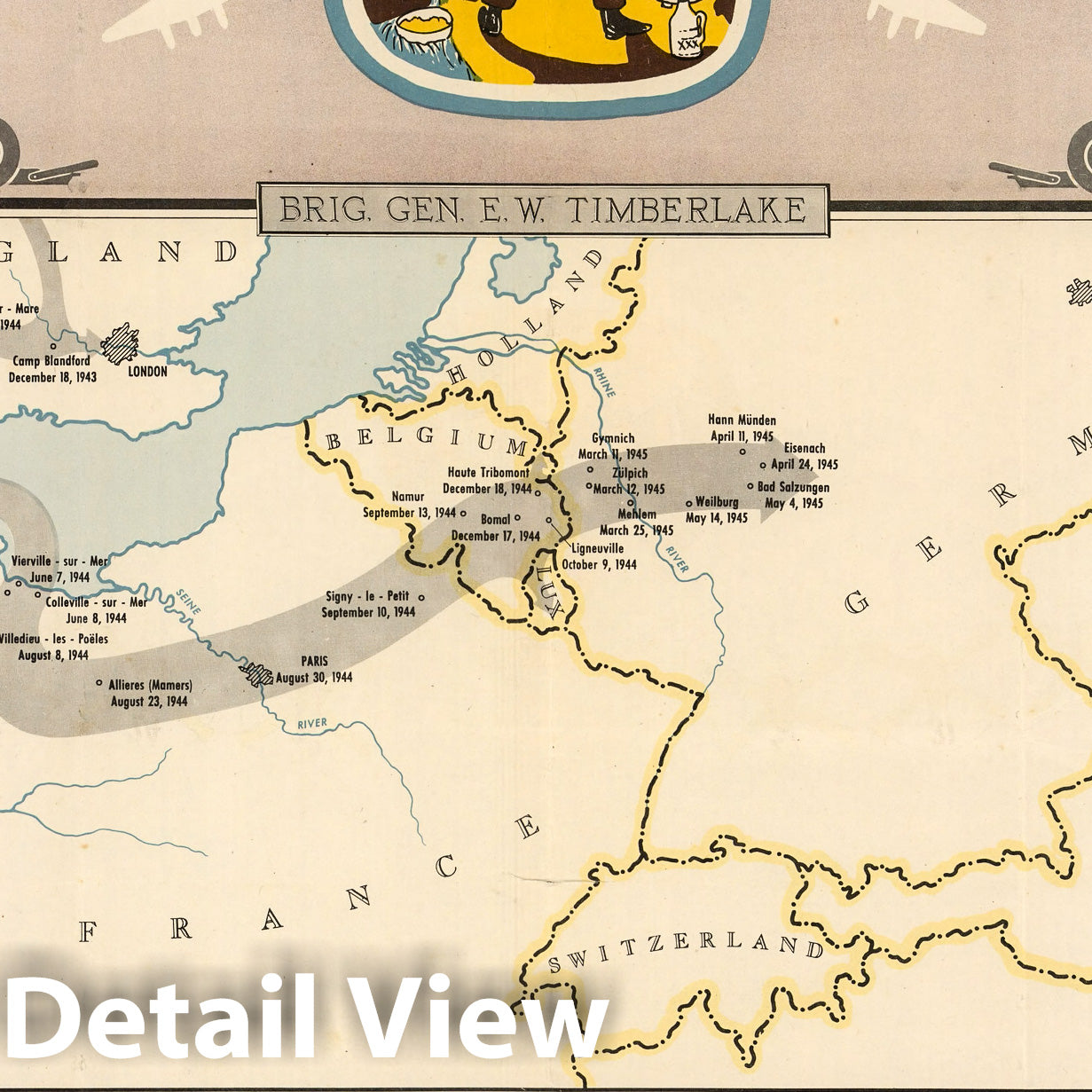 Europe, World War II Operations - Pictorial Map, 1945