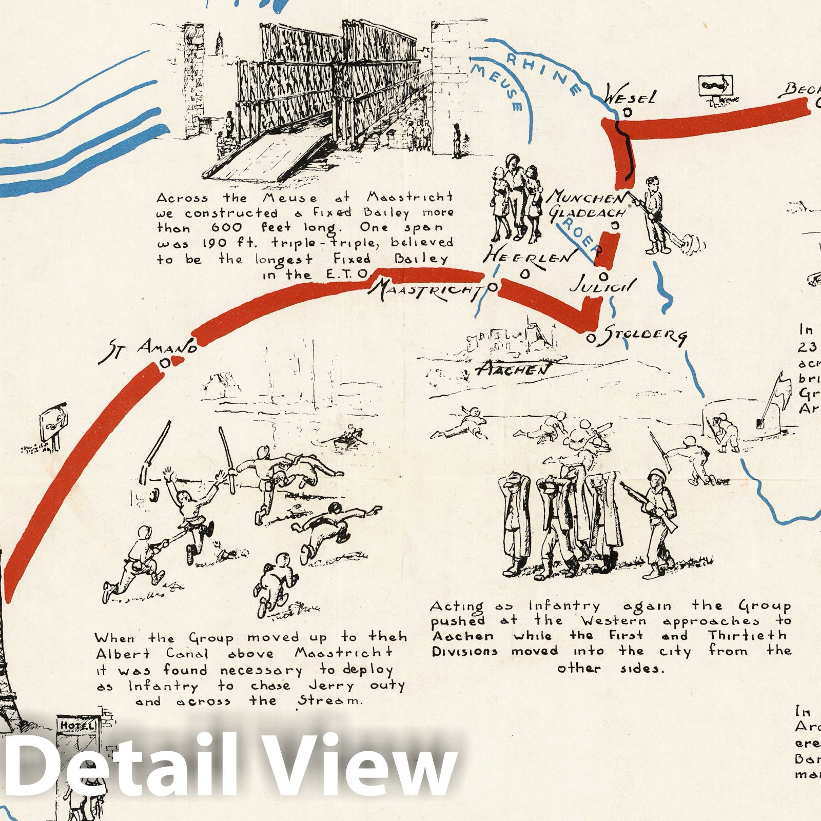 World War II: 1104 Engineer Combat Group Route - Pictorial Map, 1945