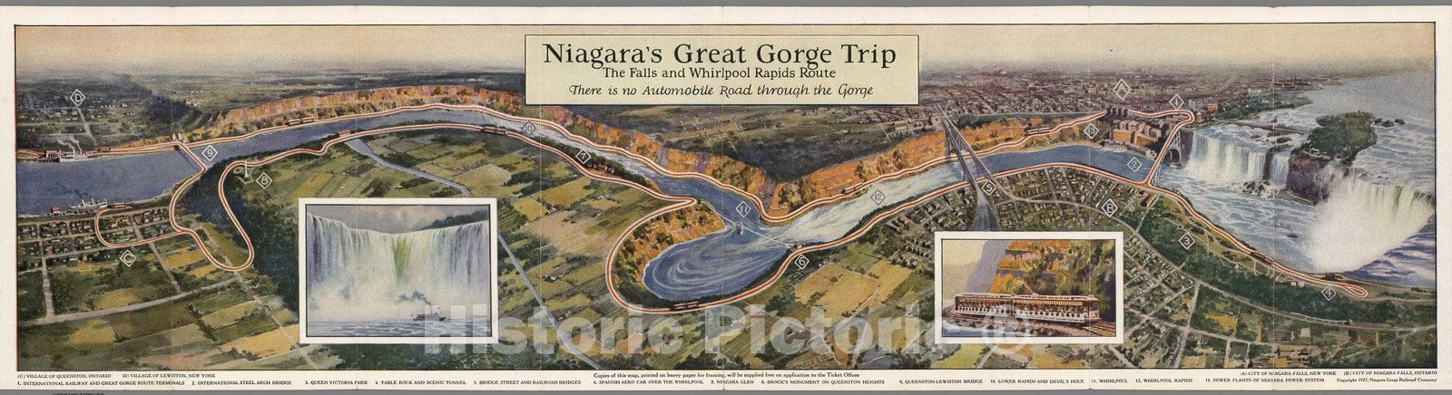 Historic Map : Niagara's Great Gorge Trip., 1927, Vintage Wall Decor