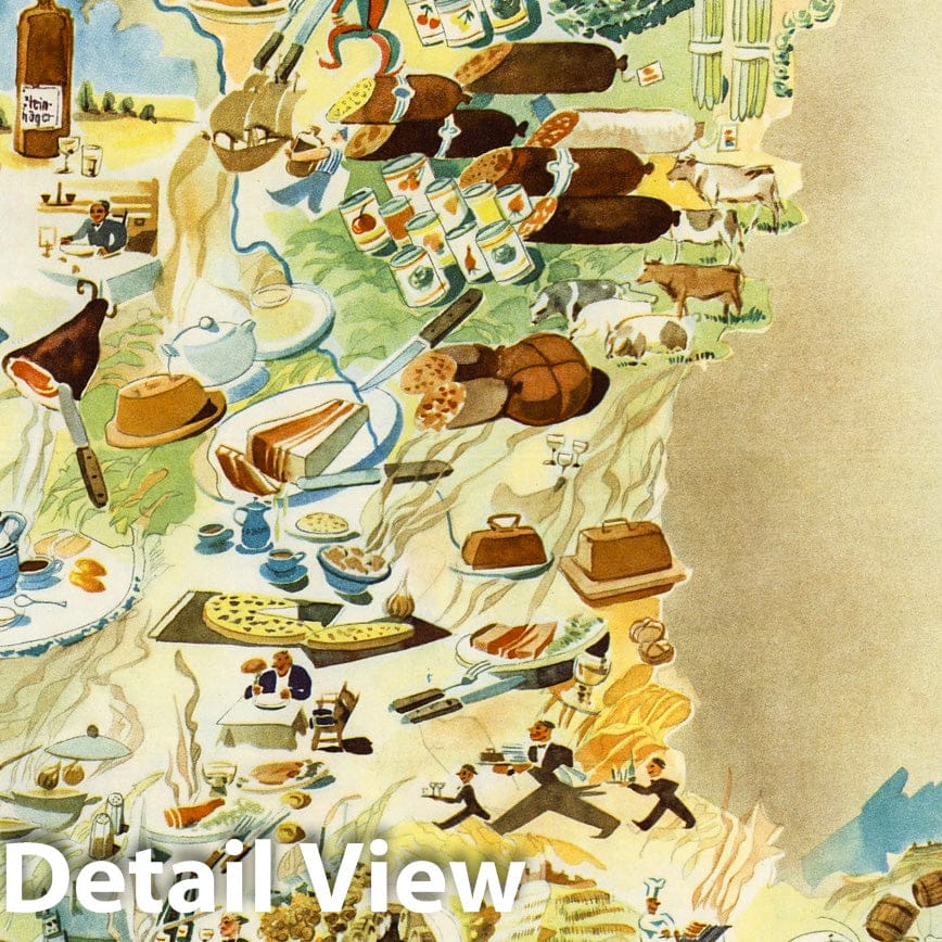 Germany - Pictorial Map, 1950 - Historical Map Print