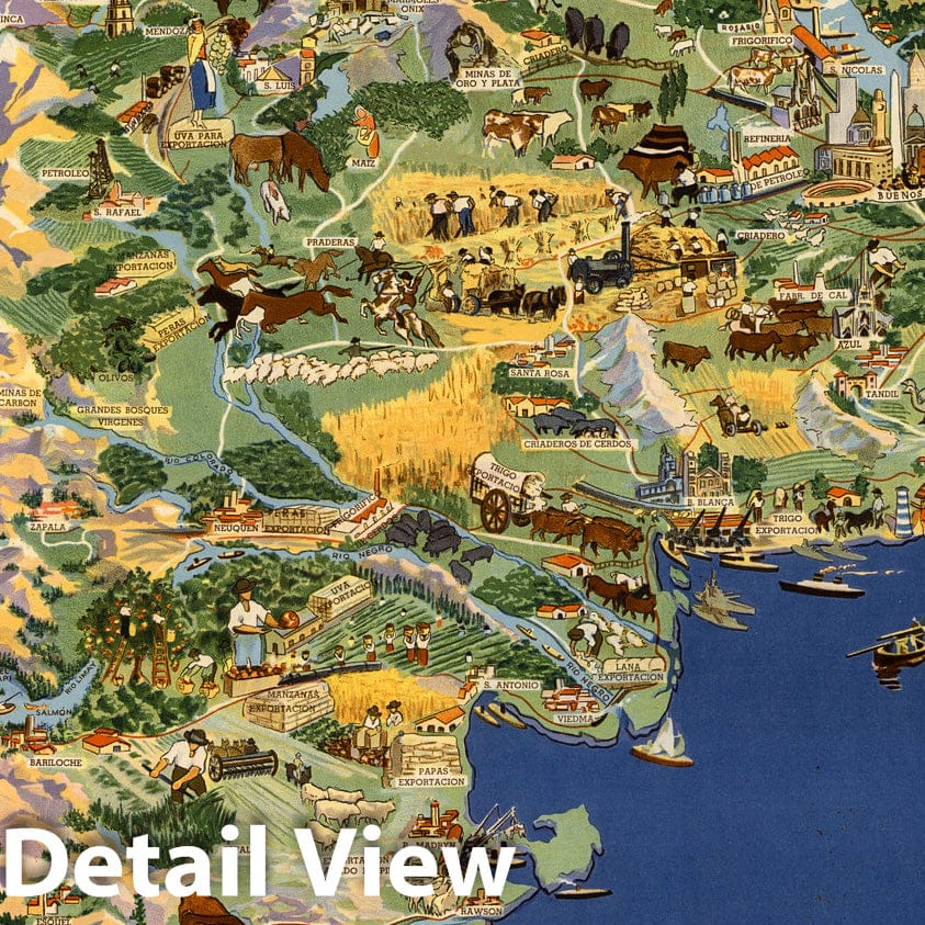 Argentina - Pictorial Map, 1936 - Historical Map Reproduction