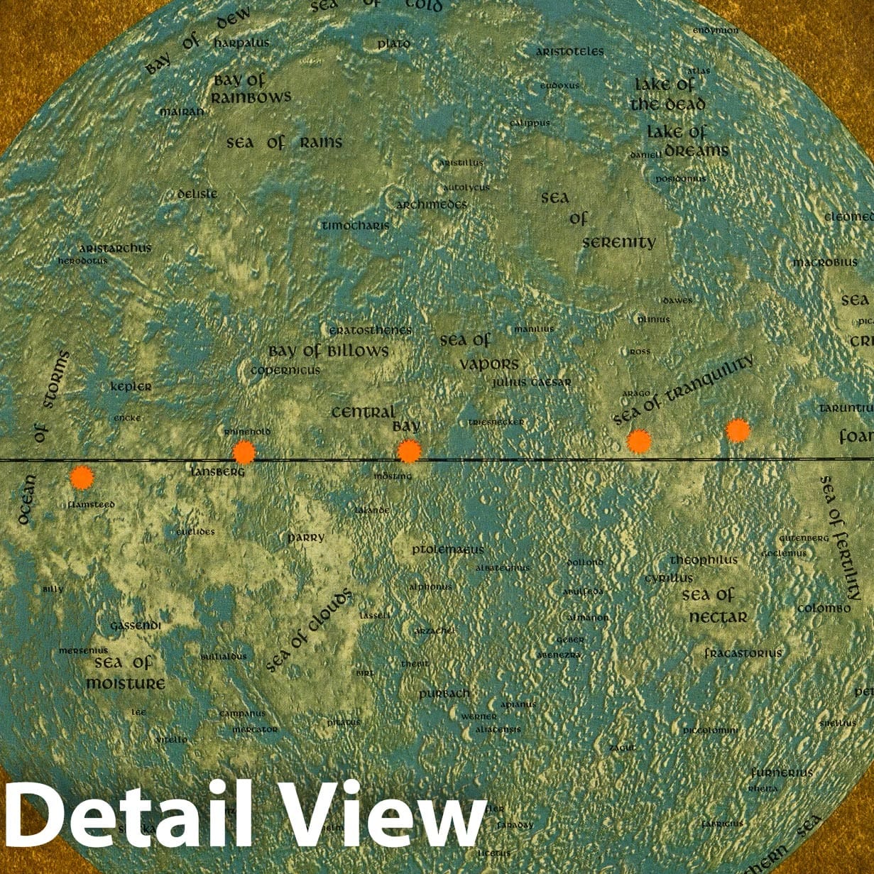 Moon - Celestial Map, 1969 - Planned American Flight to the Moon