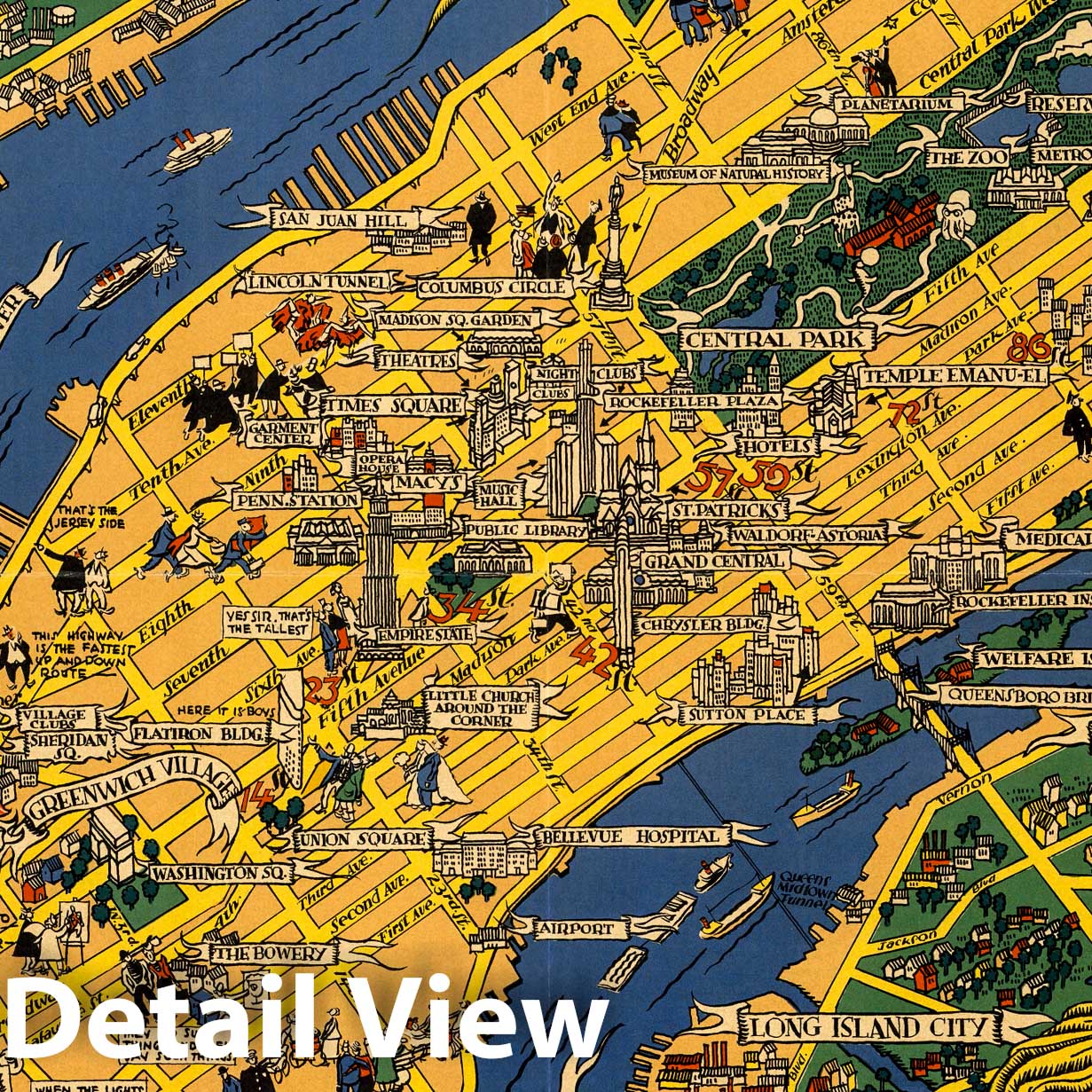 New York City Pictorial Map, 1939 - Historical Map Print