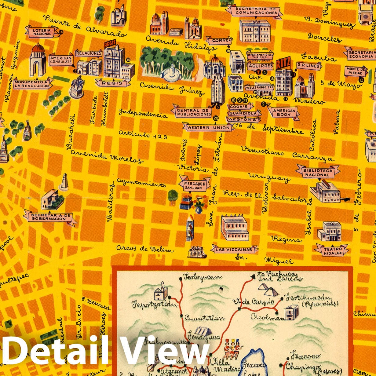 Mexico City and Valley - Pictorial Map, 1935