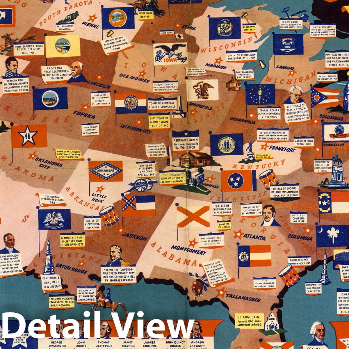 United States - Pictorial Map, 1942 - Patriotic Vintage Print