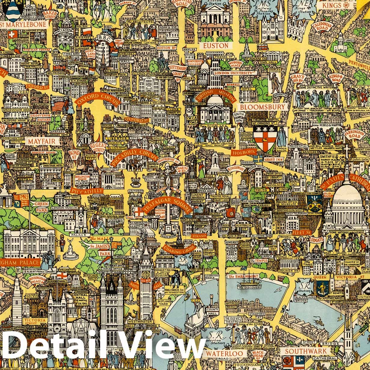 London, England - Pictorial Map, 1946