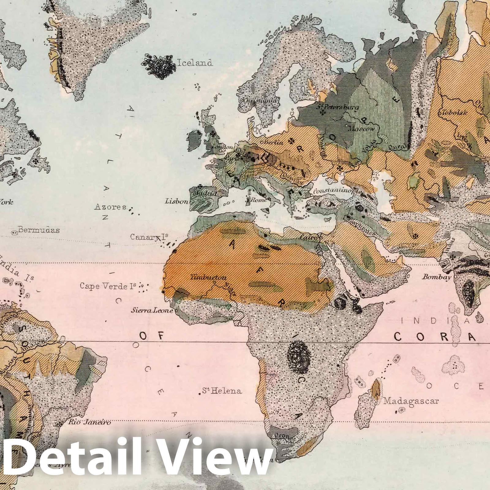 World Geologic Map, 1852 - Historical Geological Map Print