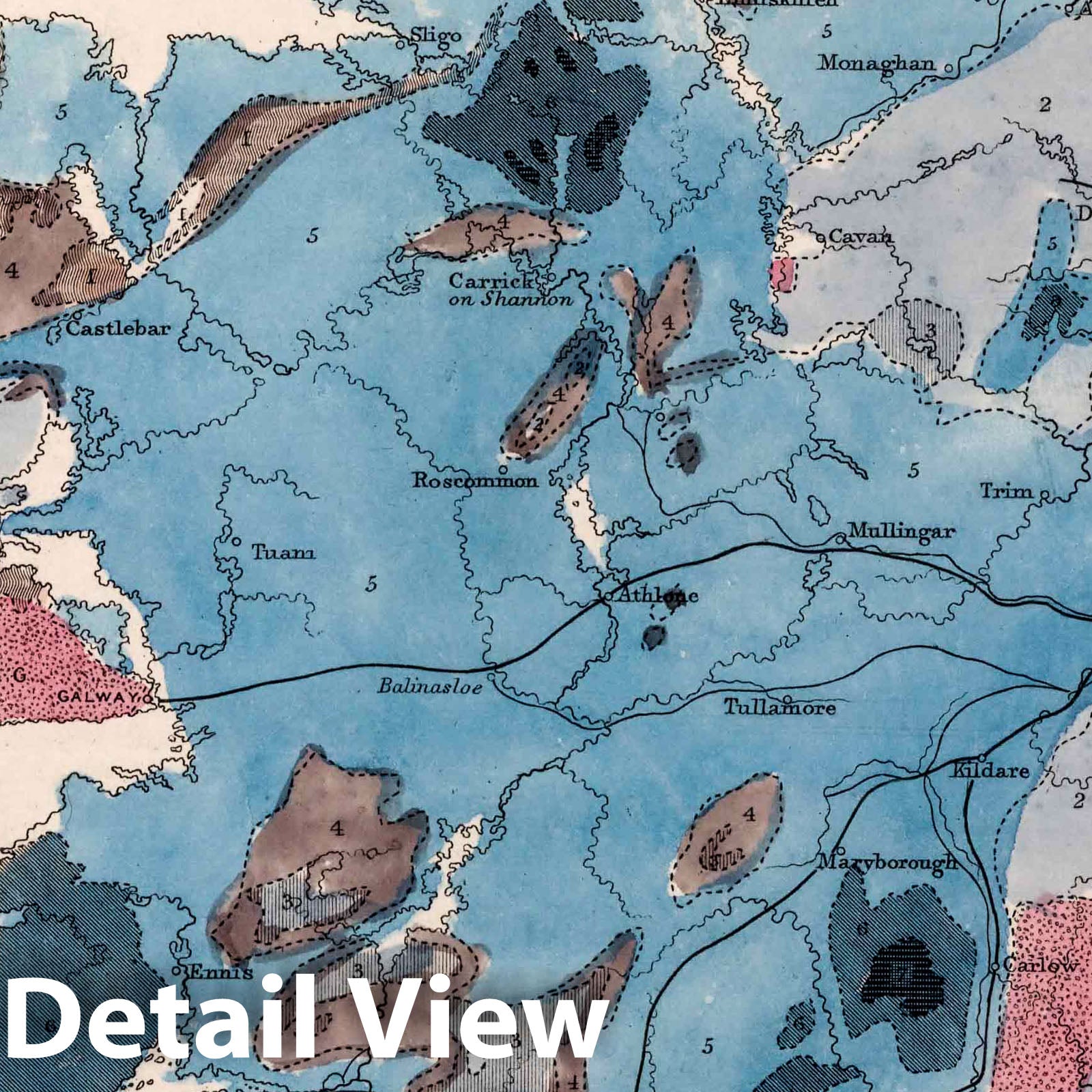 Ireland Geological Map 1850 - Historical Map Print
