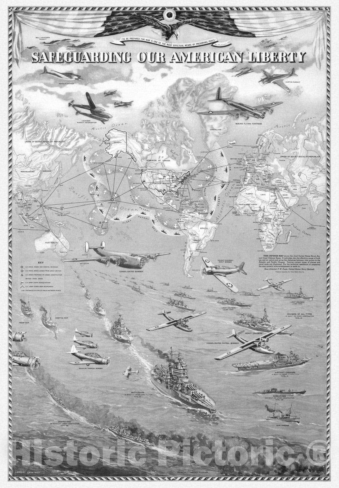 Historic Map : Safeguarding our American Liberty. 1941 - Vintage Wall Art