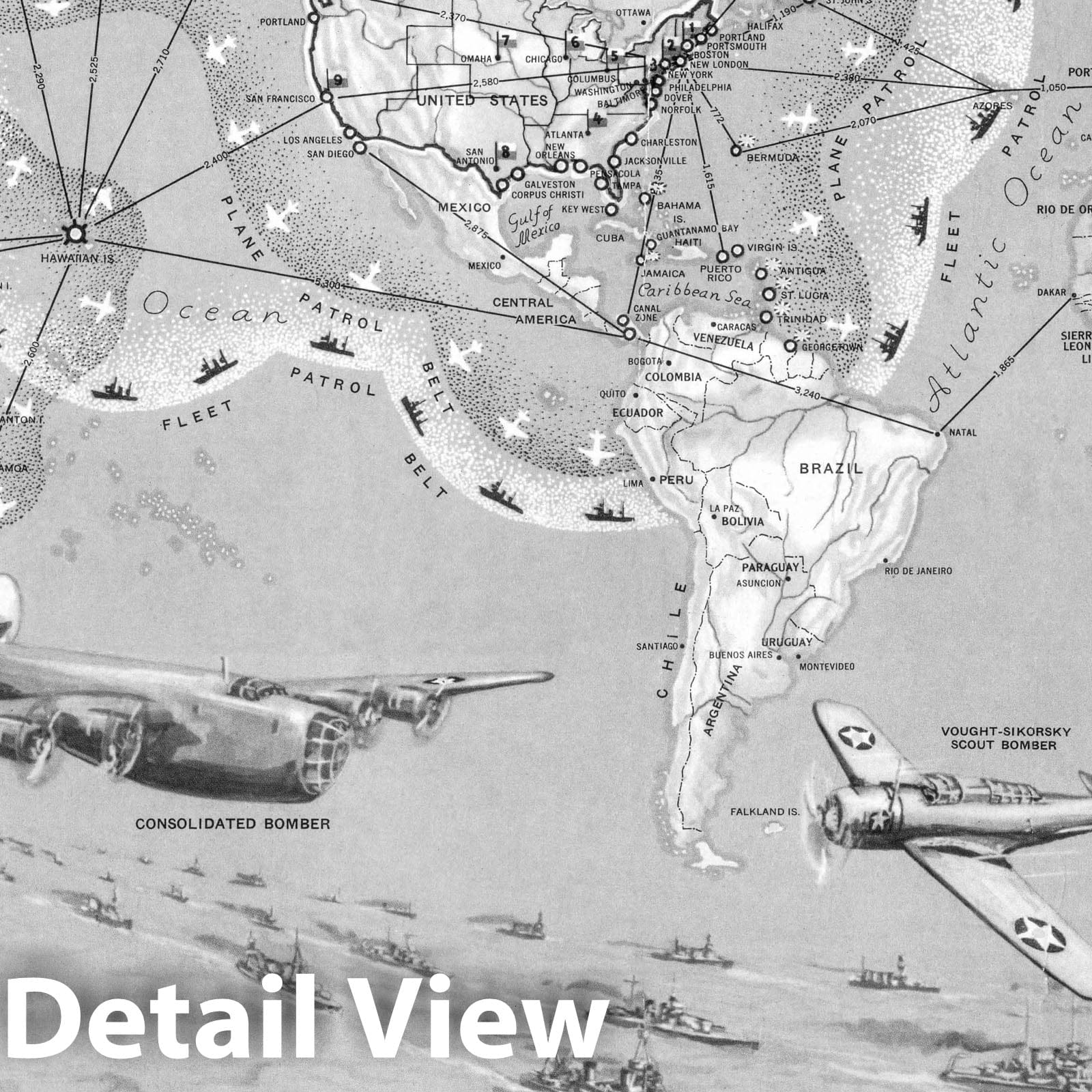 World Military Bases - Pictorial Map, 1941 - Historical Military Print