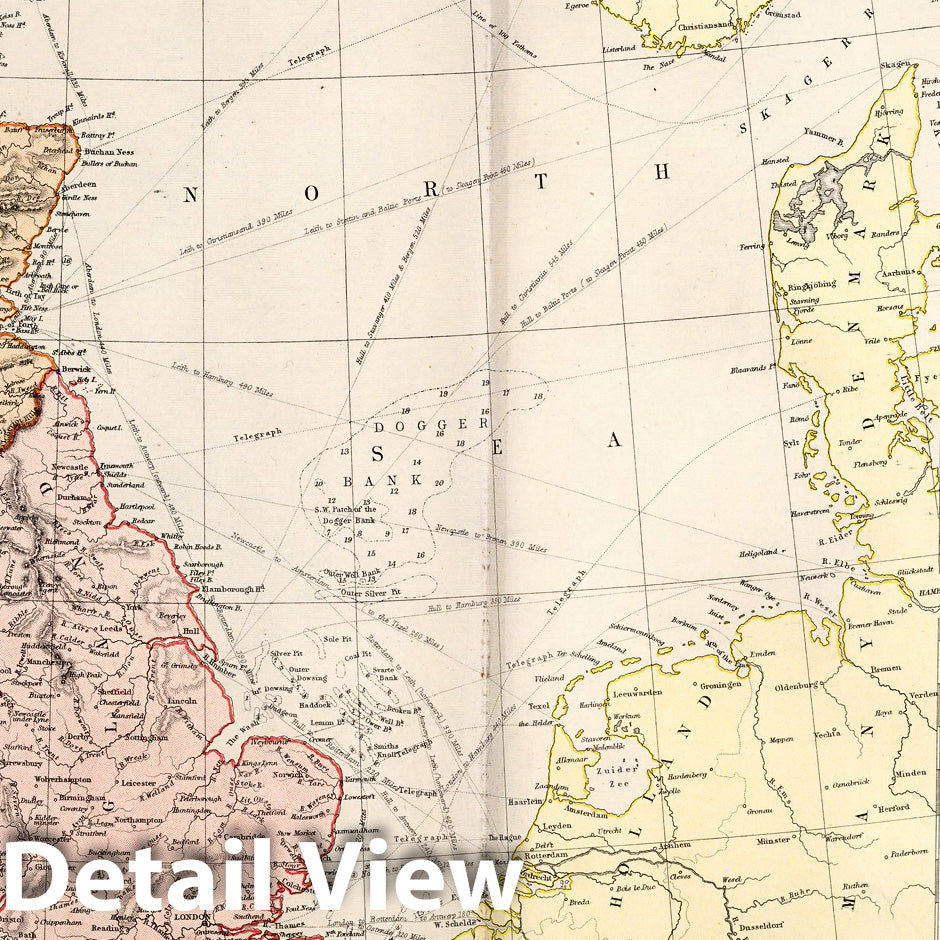 British Islands, Orkney, Shetland & Channel Islands Physical Map, 1882