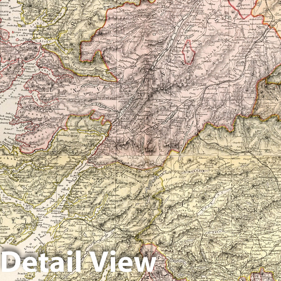 Scotland - Physical Map, 1882 - Historical Map Print