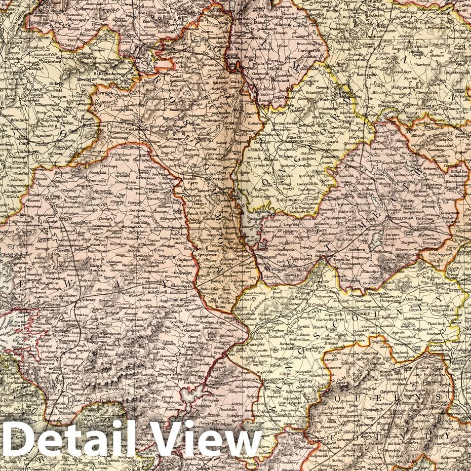 Ireland - Physical Map, 1882 - Historical Map Print