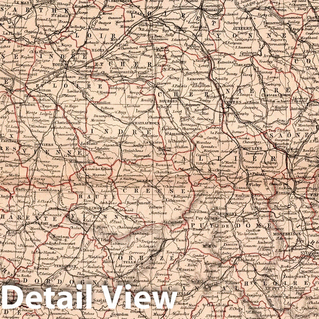 Historic Map : World Atlas Map, France. 1882 v2