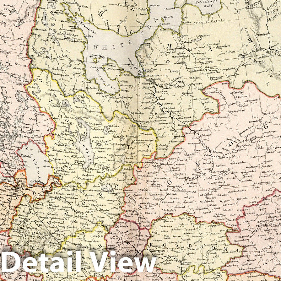Russia in Europe - Physical Map, 1882 - Historical Map Reproduction