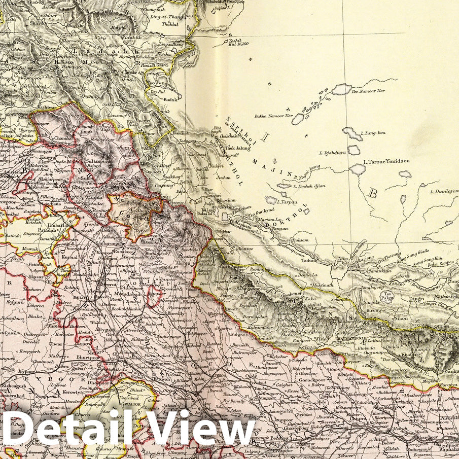 India - Physical Map, 1882 - Historical Map Print