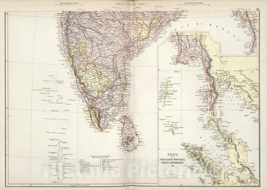 Historic Map : World Atlas Map, India (south part). 1882 - Vintage Wall Art