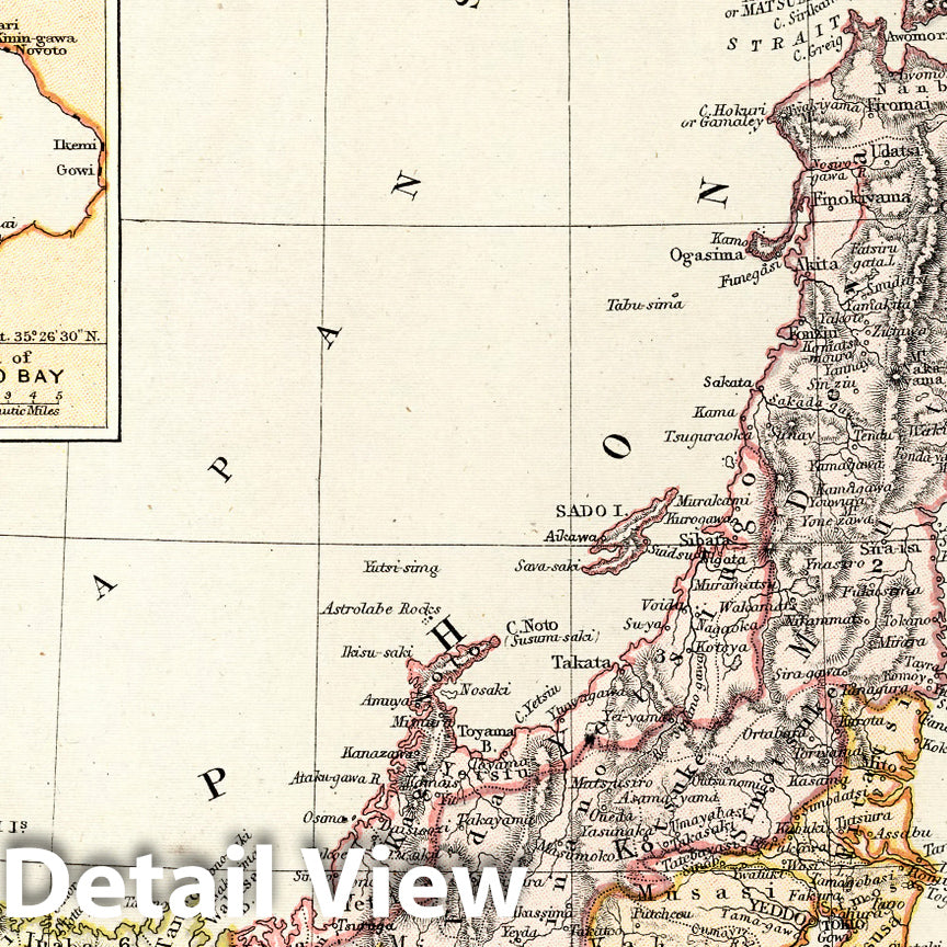 Japan - Physical Map, 1882 - Historical Map Print