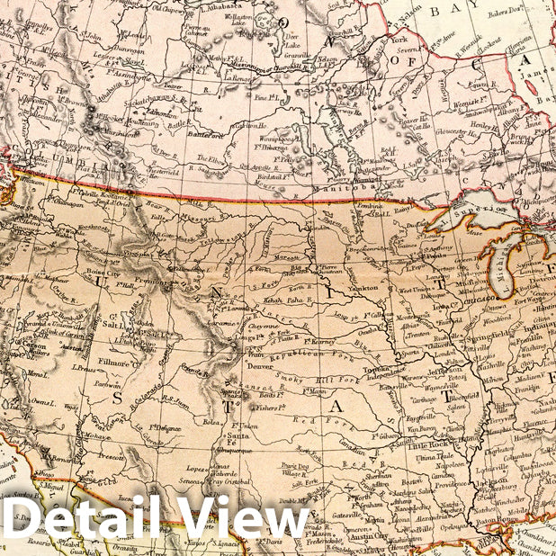 North America - Physical Map, 1882 - Historical Map Print