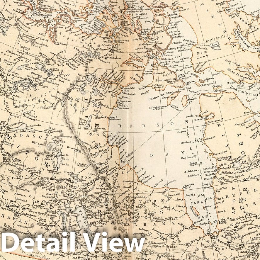 British North America and Canada - Physical Map, 1882 - Historical Map Print