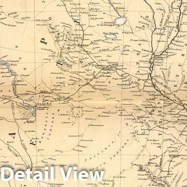 Argentina, Chile, Paraguay, and Uruguay - Physical Map, 1882