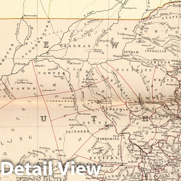 Queensland, New South Wales and Victoria - Physical Map, 1882