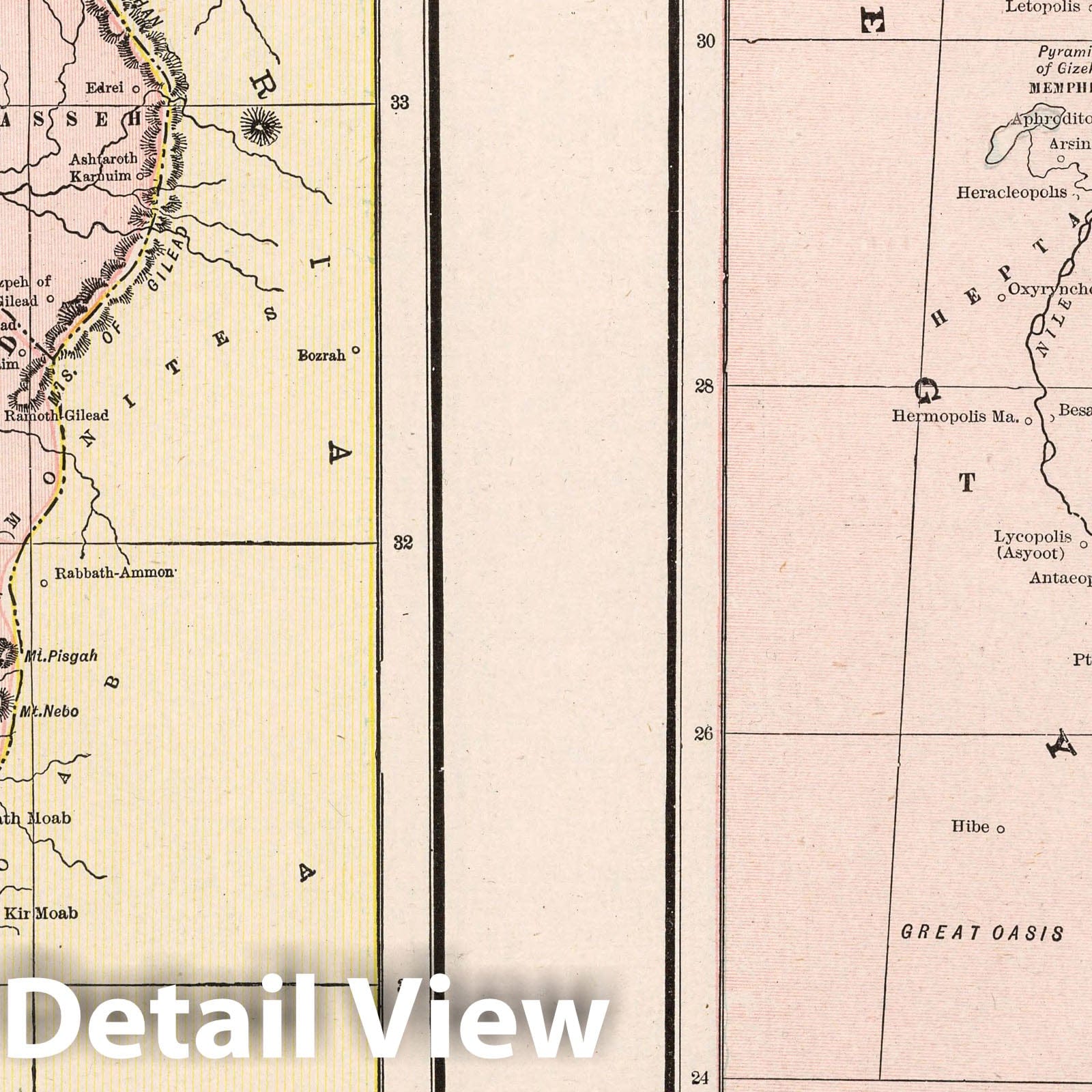 Ancient Palestine and Ancient Egypt - River Map, 1901 - Historical Map Print