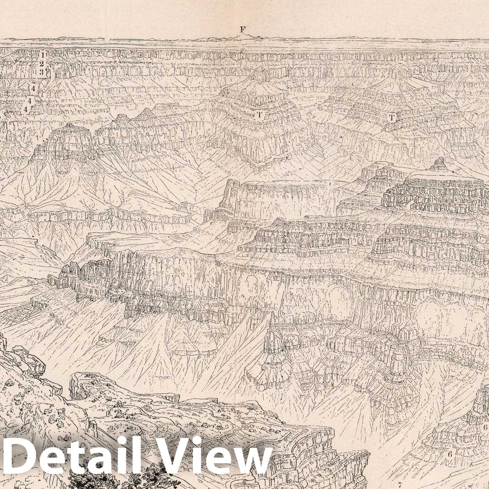 Grand Canyon District - Panorama, 1882 - Historical Map Print