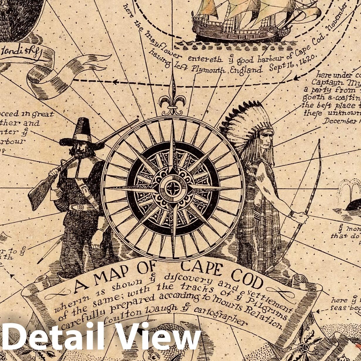 Cape Cod - Pictorial Map, 1926 - Historical Map Print