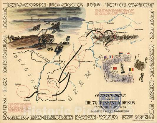 Historic Map : Over the Rhine with the 79th Infantry Division, 17 Feb to 9 May 1945 1945 - Vintage Wall Art