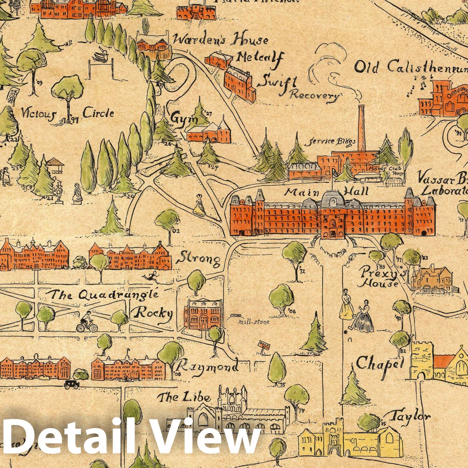 Vassar College, Poughkeepsie, New York - Pictorial Map, 1928