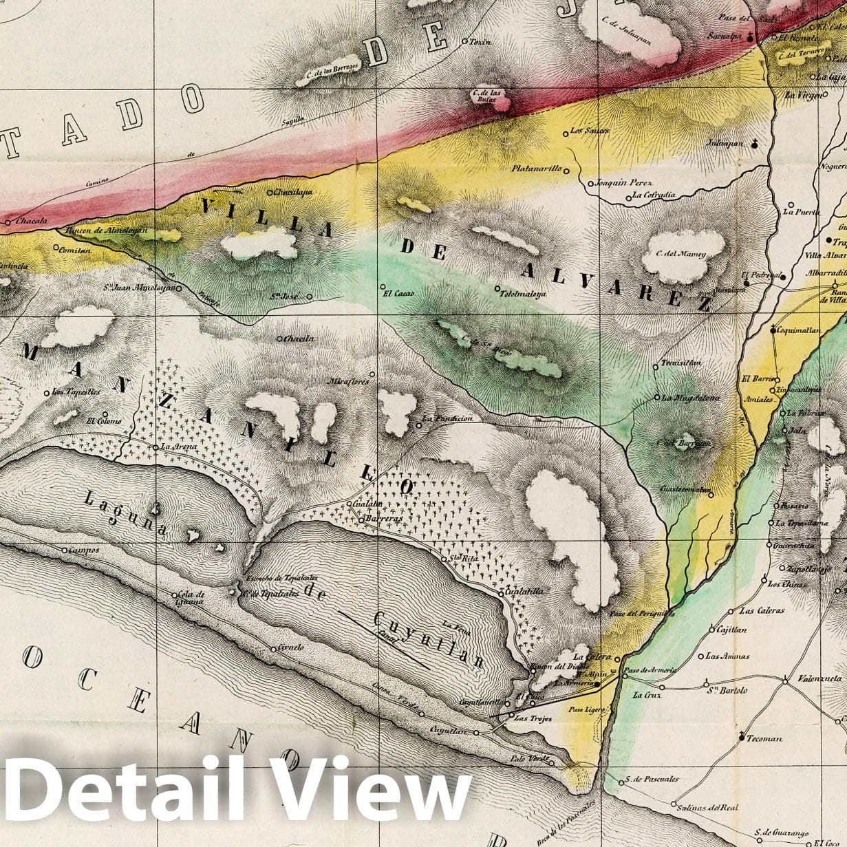 Colima, Mexico 1863 Historical Map Print