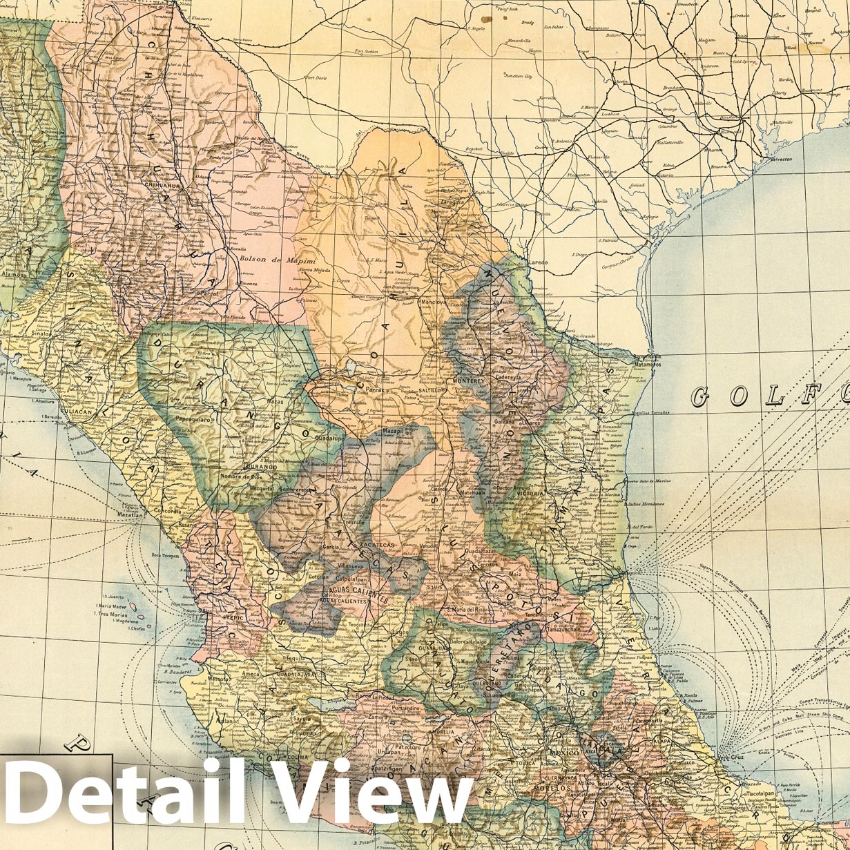 Mexico 1900 Historical Map Print
