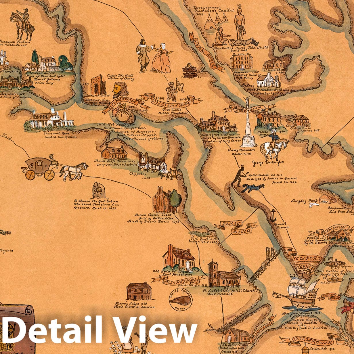 Virginia - Pictorial Map, 1930 - Historical Map Print