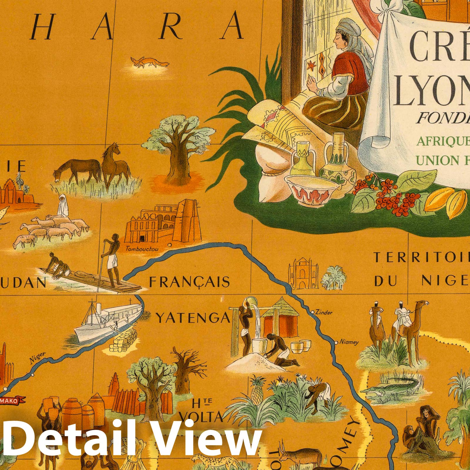 North Africa - Pictorial Map, 1960 - Historical Map Print