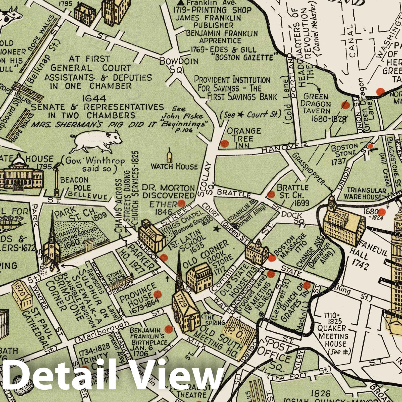 Historic Map - Shawmut Boston, 1630-1930 : three hundred years of progress 1928 - Vintage Wall Art