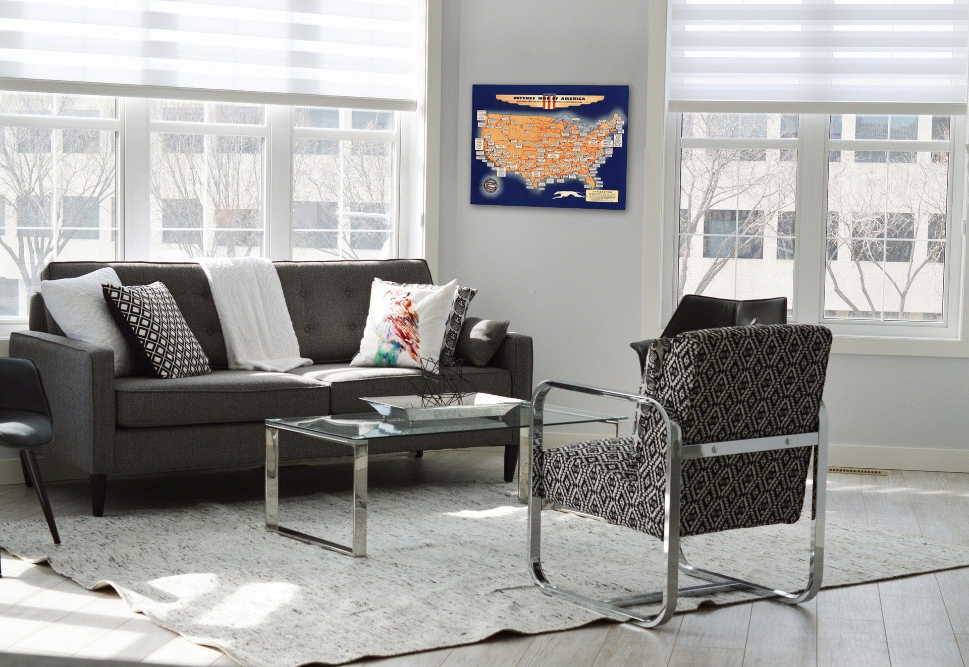 Historic Map : Defense map of America, 1942 - Vintage Wall Art