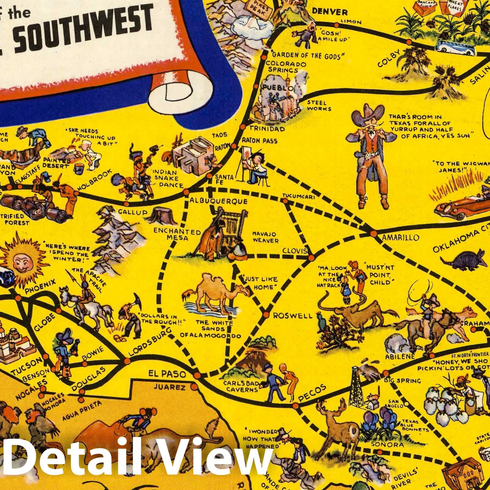 Southwestern United States - Pictorial Map, 1939 - Historical Map Print