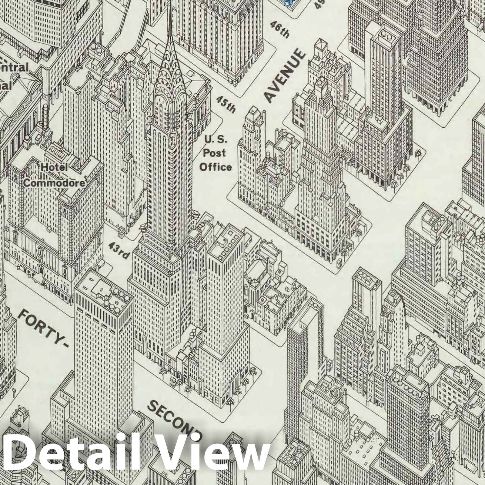 Midtown Manhattan - Pictorial Map, 1960 - Historical Map Print