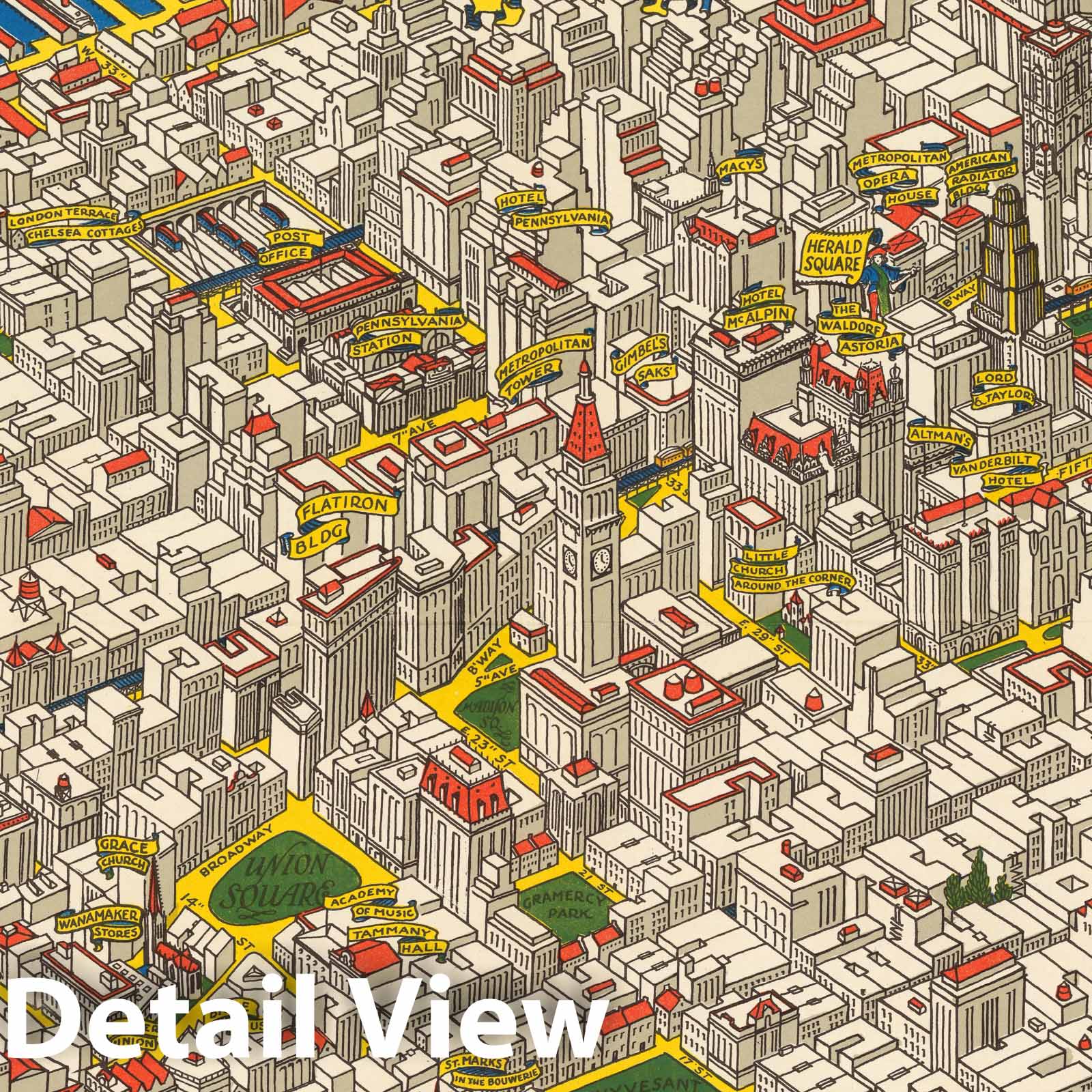 Manhattan, New York - Pictorial Map, 1926 - Historical Map Print