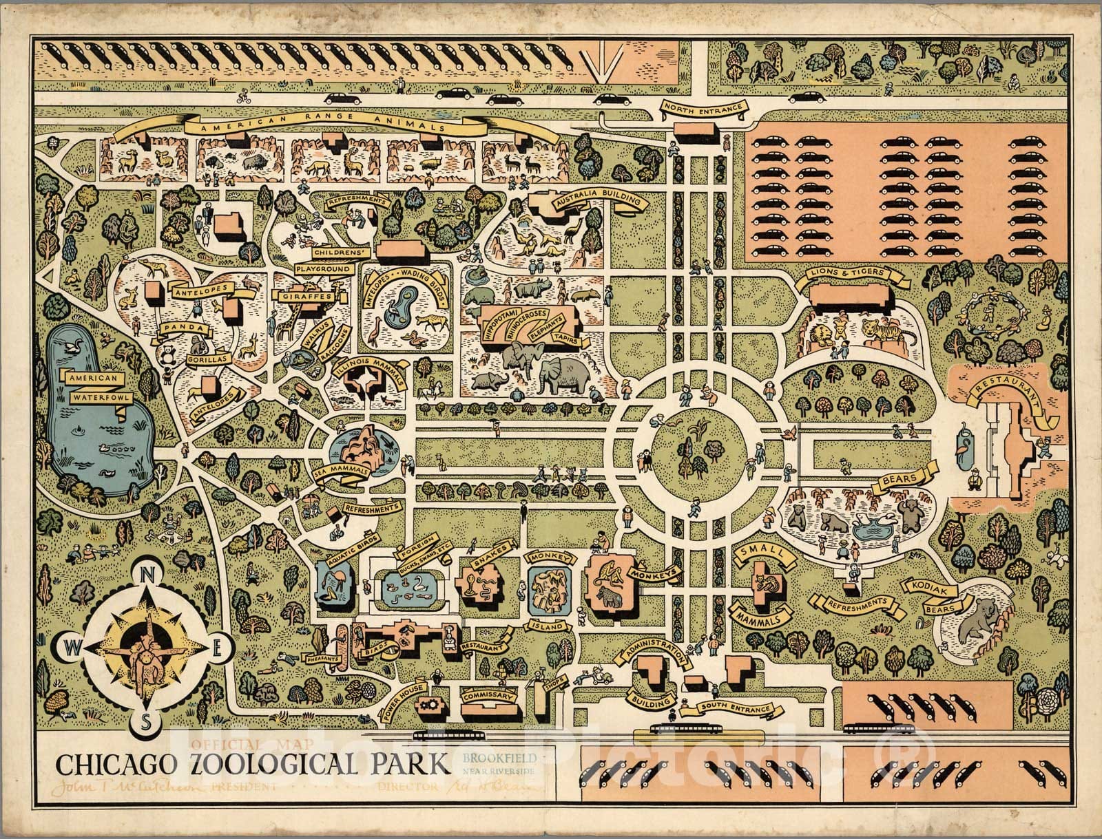 Historic Map : Chicago Zoological Park. 1935 v1 - Vintage Wall Art