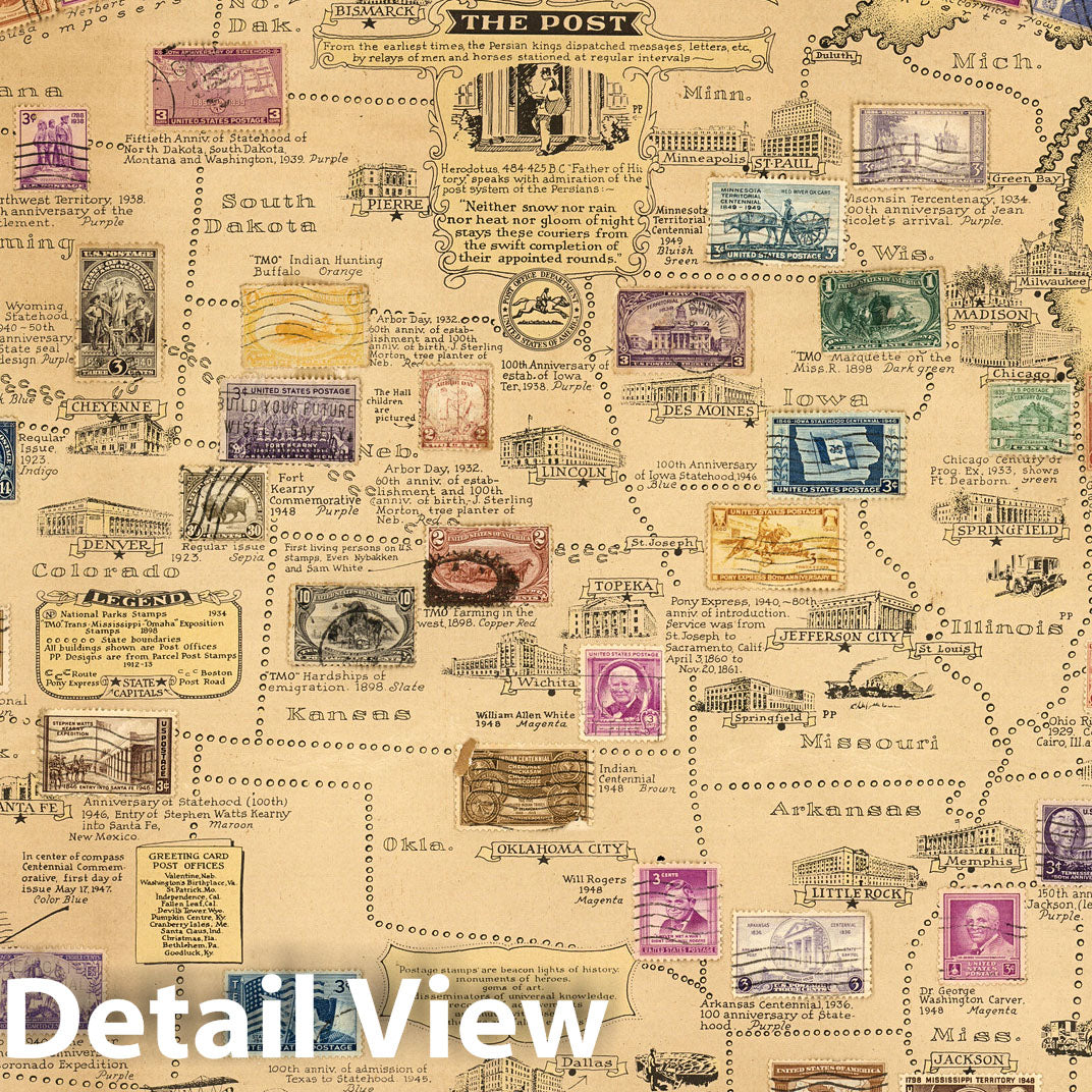 United States Pictorial Map, 1949 - Historical Map Print