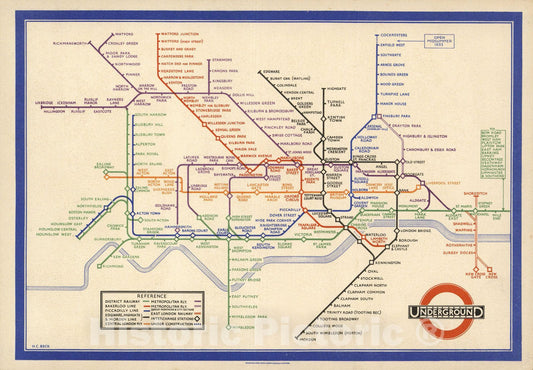 Historic Map : Map of London's Underground Railways, 1933 - Vintage Wall Art
