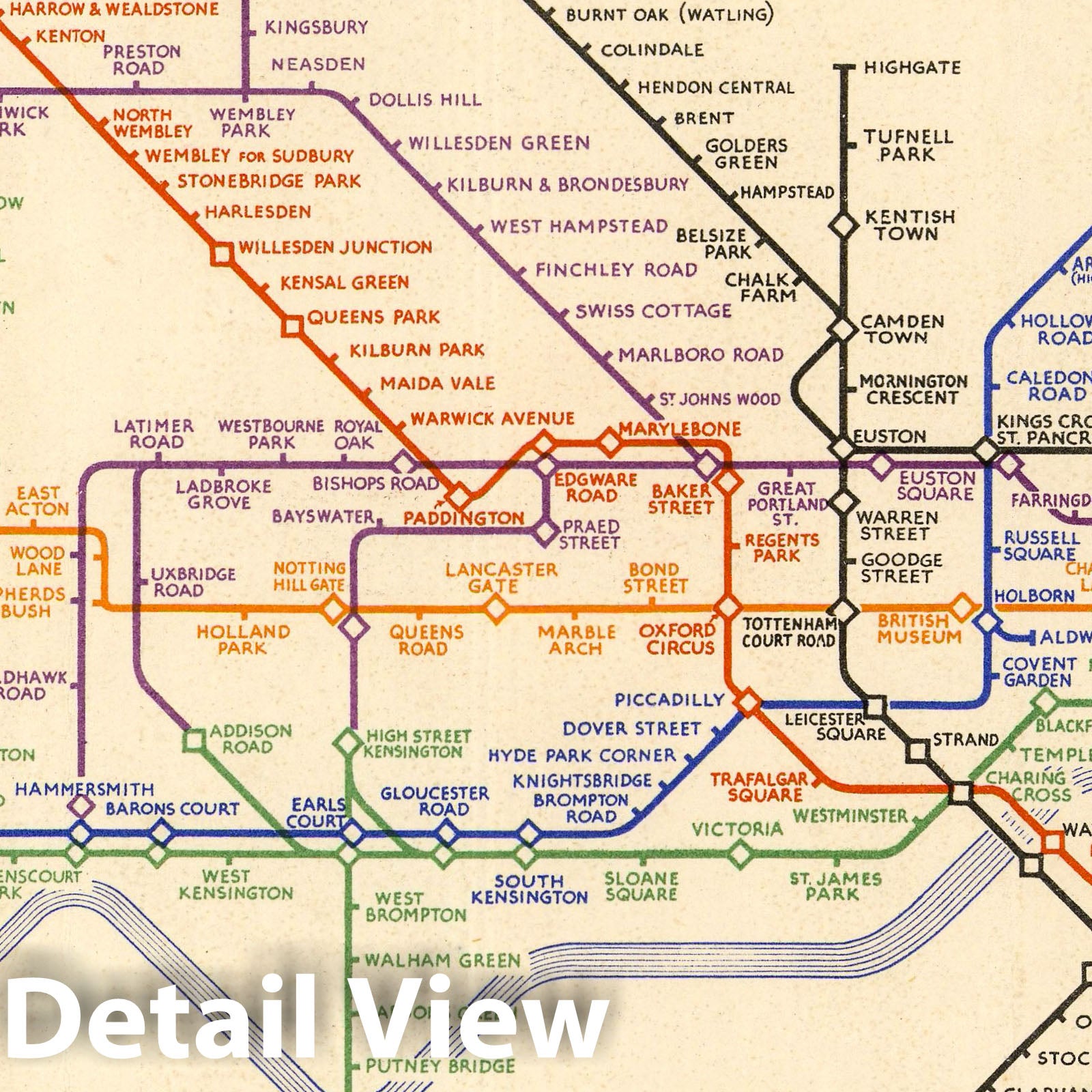 London Underground Railways Map 1933 - Historic Schematic Print