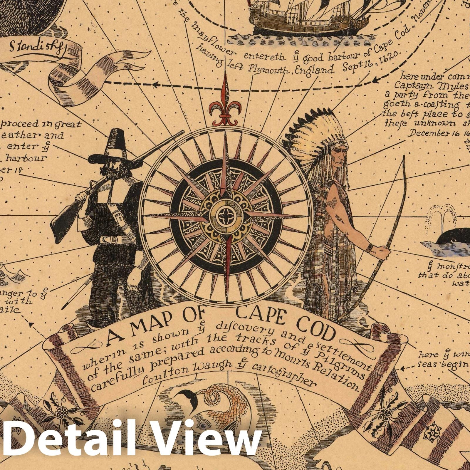 Historic Map - A map of Cape Cod, 1926, - Vintage Wall Art